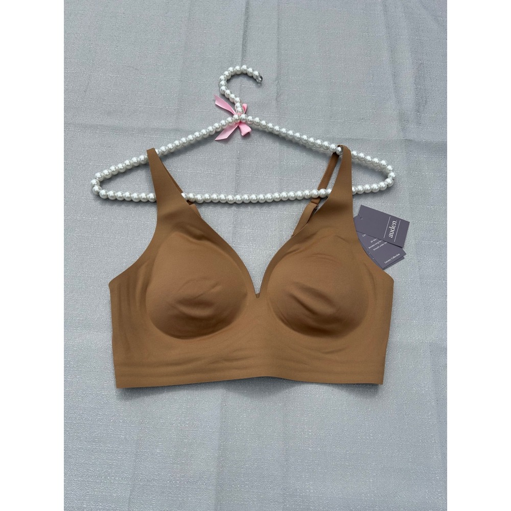 Auden Womens Unlined Long Line Bralette Small Caramel Brown Luxury Collection